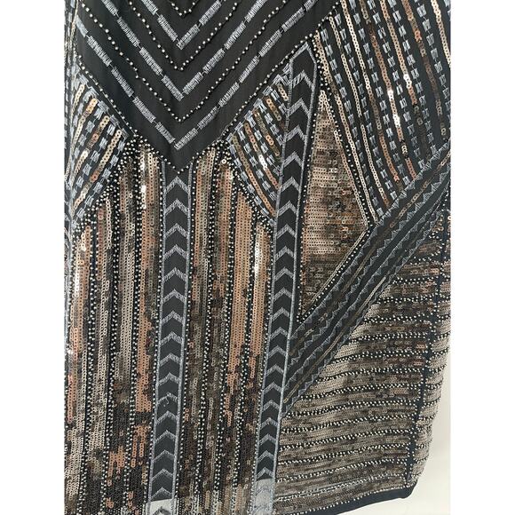 Cupio Fully Beaded‎ Dress Silver Y2K Size 10 Formal Party 20s 30s Old Hollywood - Picture 5 of 5